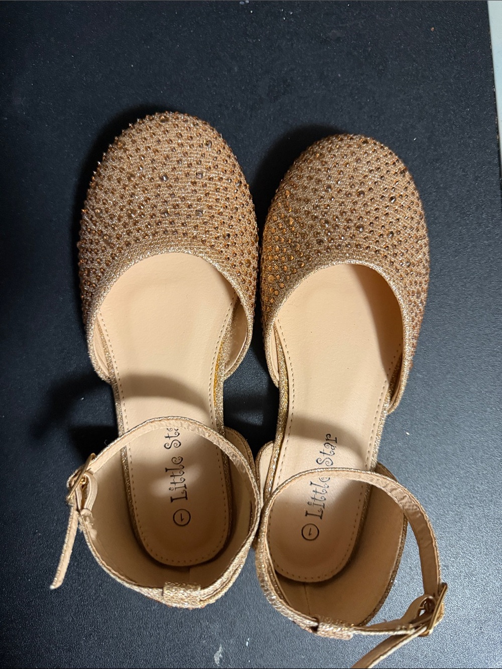 Girls' Glitter Gold Ankle-Strap Sandals